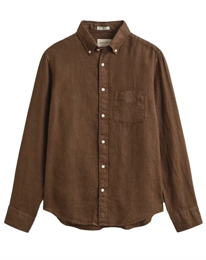 Gant - Reg GMNT Linen Skjorte - Mahogany Brown